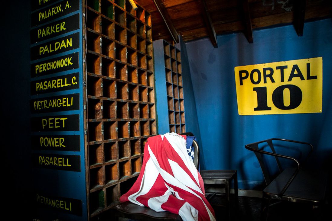 A back room, once used for painting matchup signs during tennis tournaments, now serves as a secret hang-out</br>